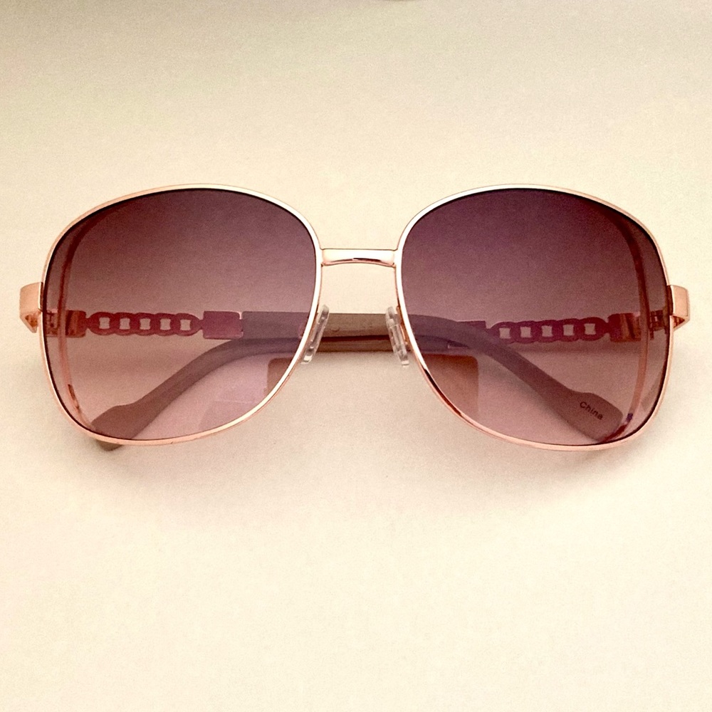 JESSICA SIMPSON J5512 ROSE GOLD AVIATOR SUNGLASSES | BROWN/ROSE GRADIENT LENSES